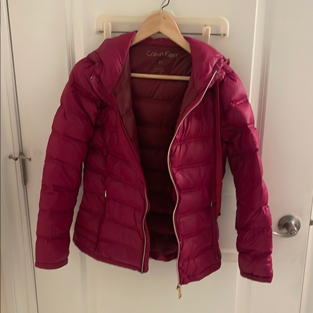Calvin Klein Burgundy Puffer down Jacket